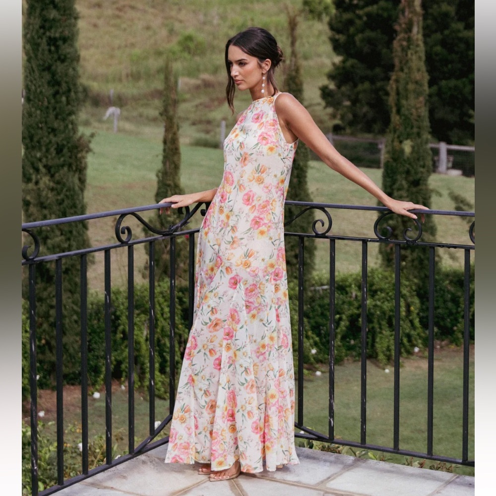 Petal & Pup Floral Maxi Dress - Cream and Pink